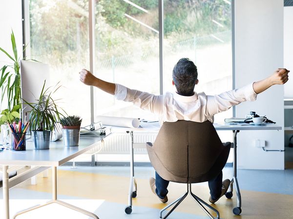 Man in office without stress