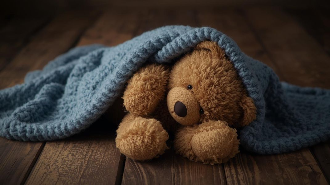 stuffed animal with a blanket.jpg