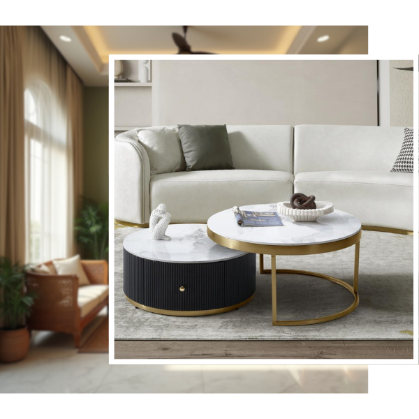 modern couch and coffee table in living room