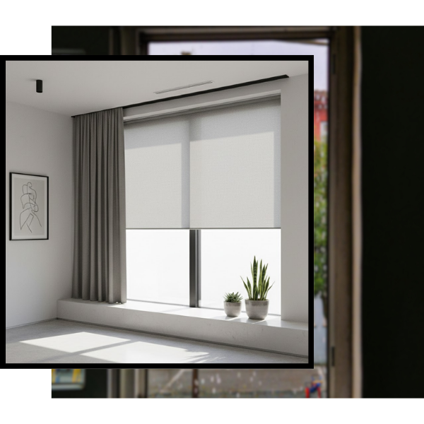 white window covering in simple modern home