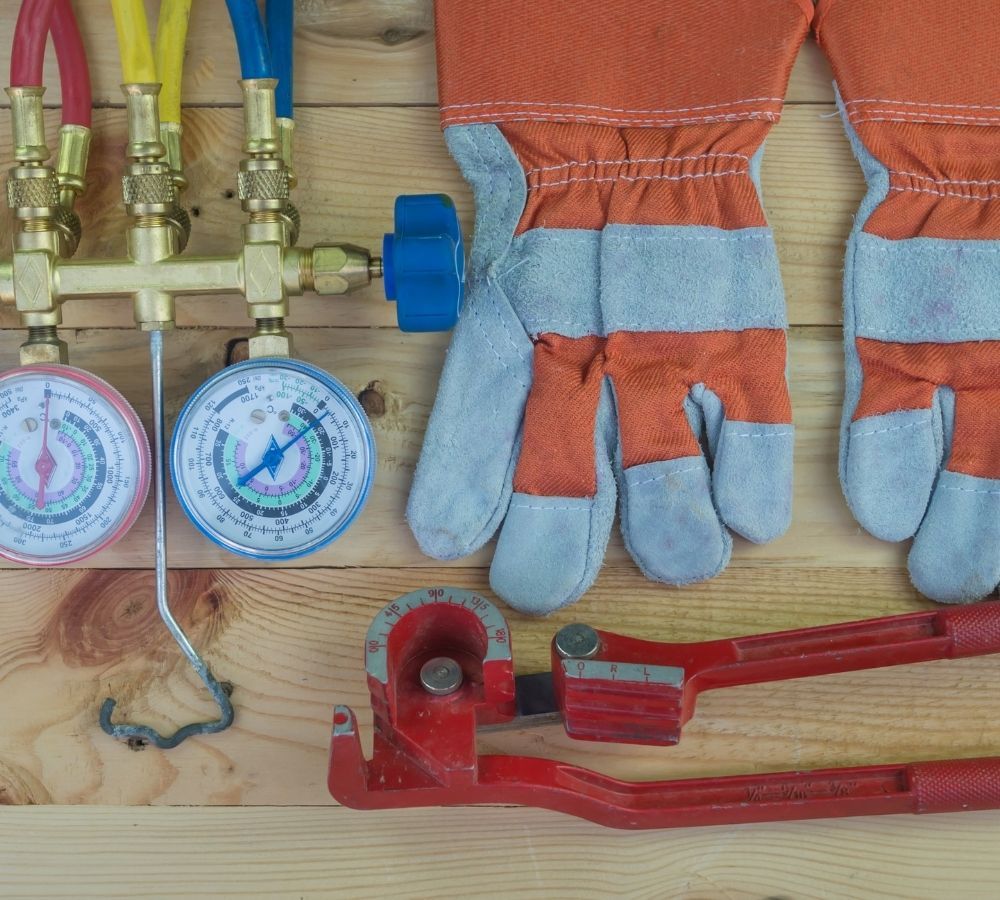 HVAC repair tools and gloves HVAC repair tools and gloves