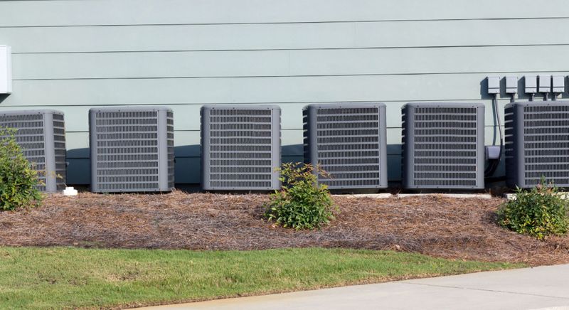 AC units lined up along side of building