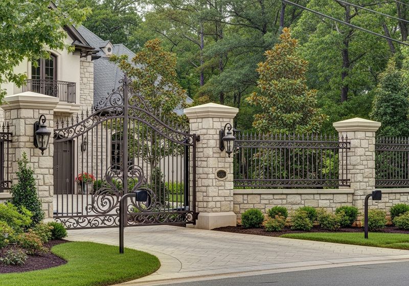Ornate Iron Gate Entrance to Luxury Home
