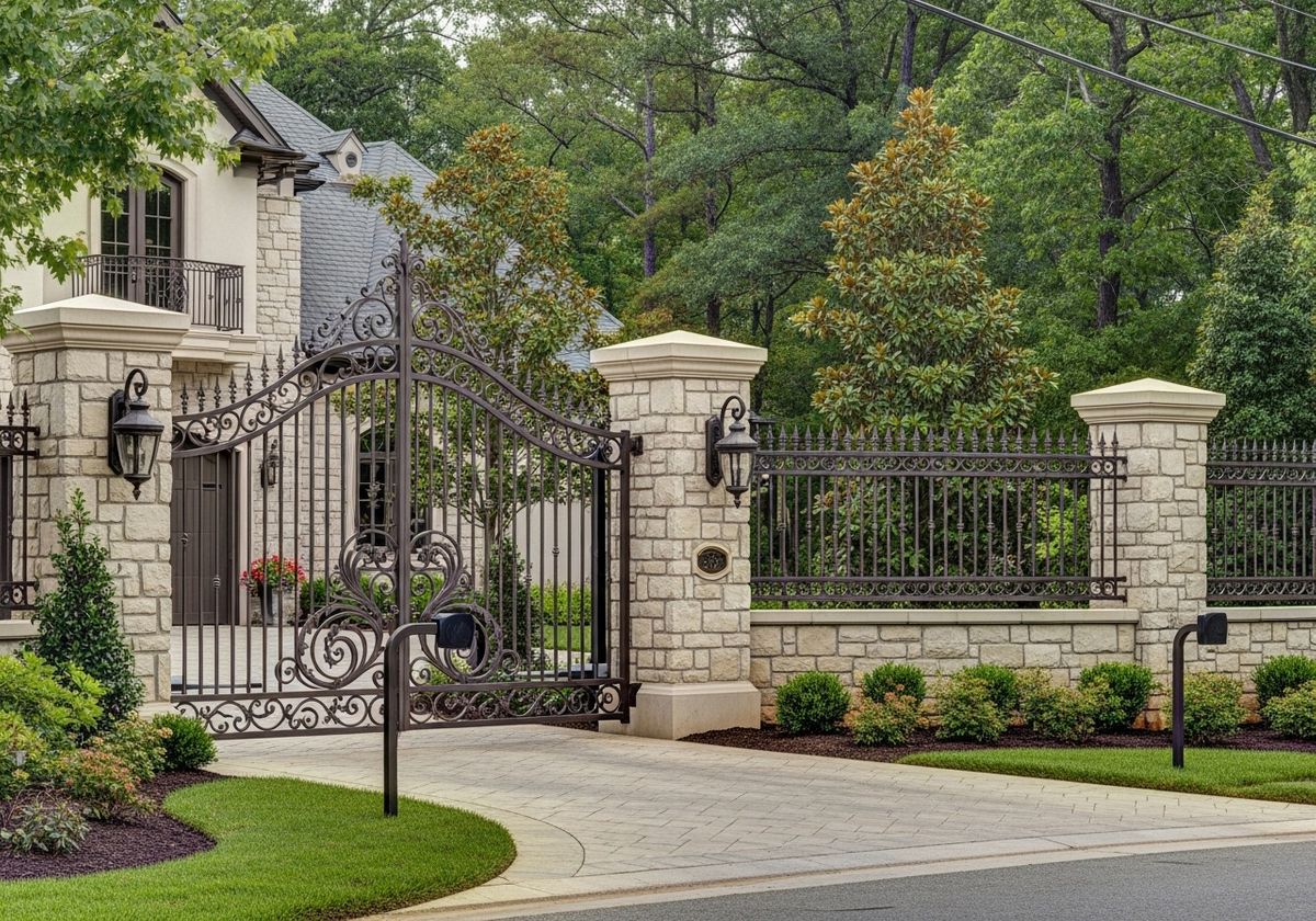 Ornate Iron Gate Entrance to Luxury Home