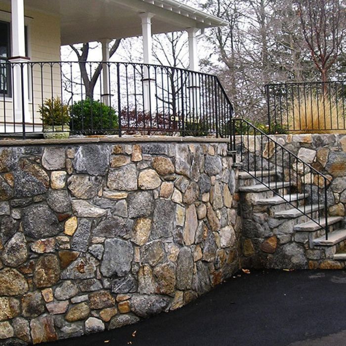 Raised stone patio