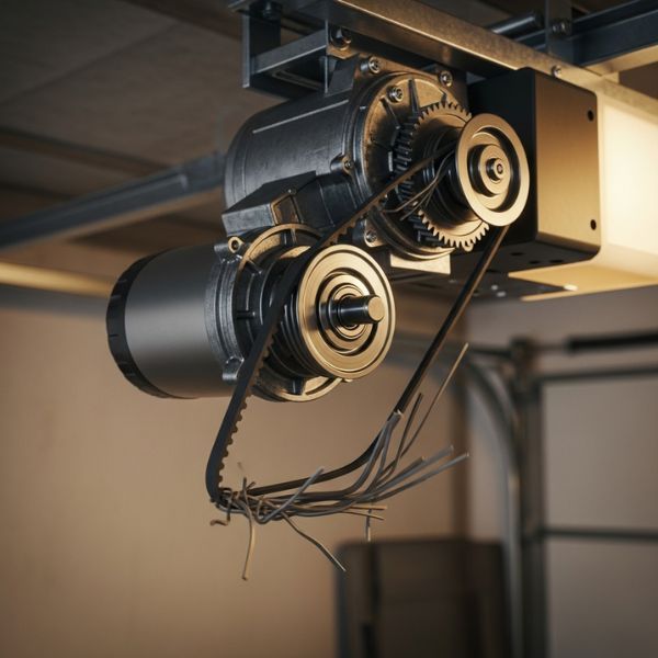 garage door opener with a broken drive belt