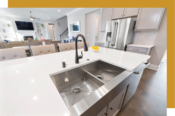 kitchen sink and island