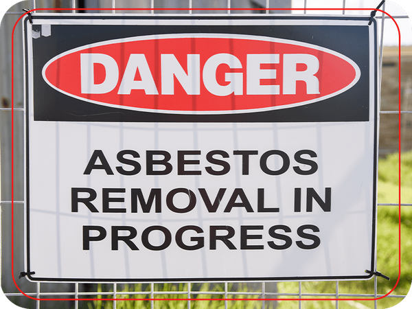 Danger: Asbestos Removal In Progress sign