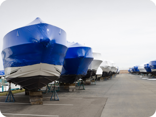 boats in storage. 