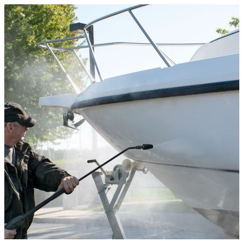 man washing boat