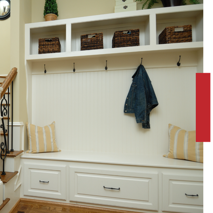 mudroom with a long bench