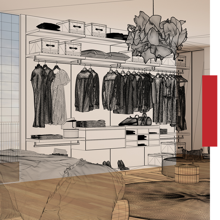 A closet being designed