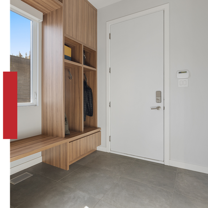 Mudroom with large cabinet