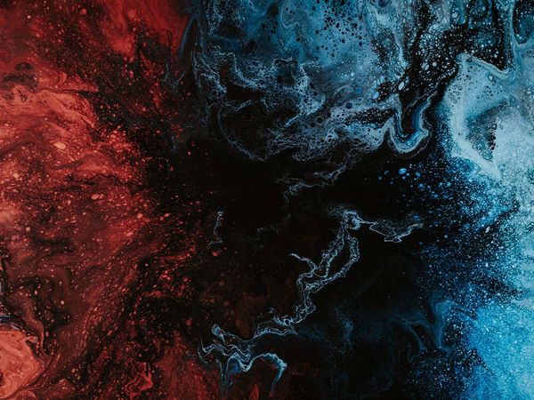 swirls of red and blue