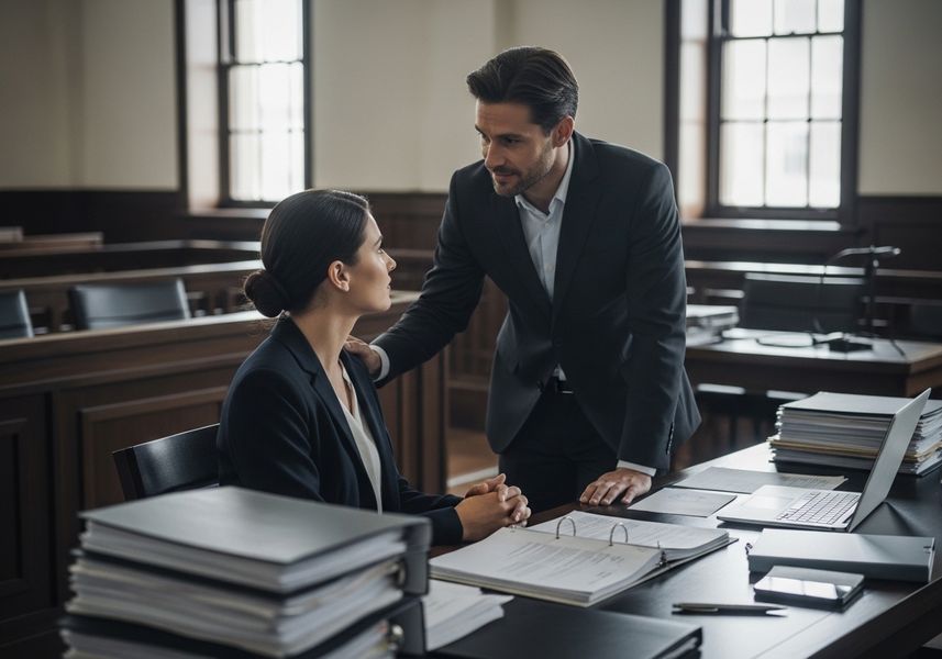 Attorneys Consulting in Courtroom