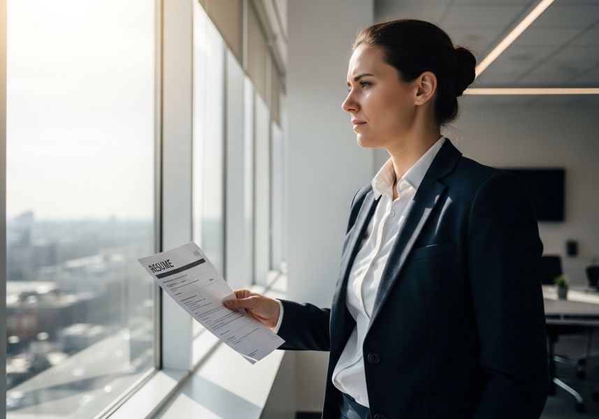 Businesswoman reviewing her resume