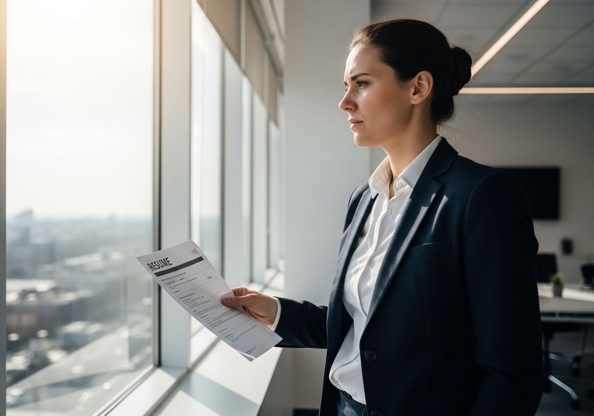 Businesswoman reviewing her resume