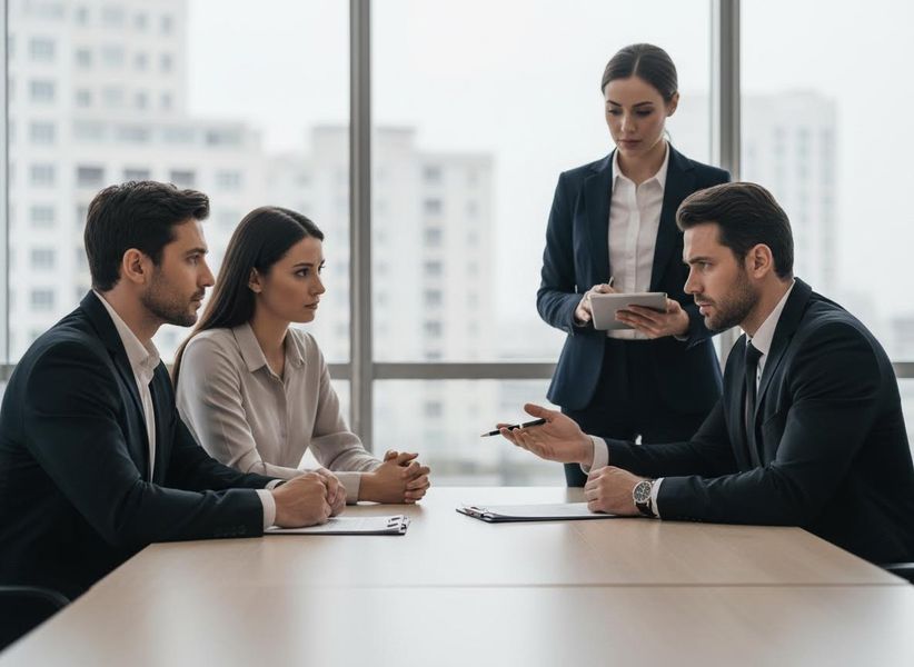 Business Meeting in a Modern Office