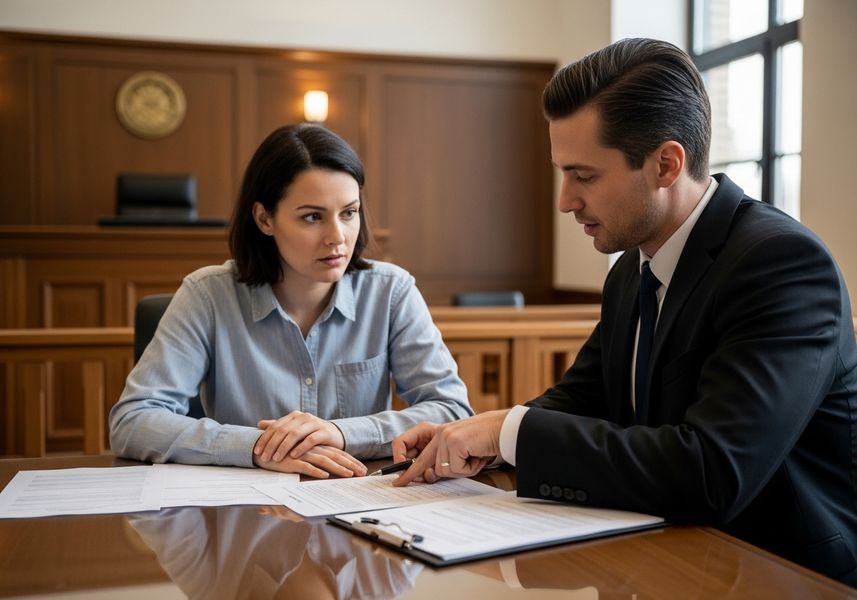 Lawyer Explaining Document to Client