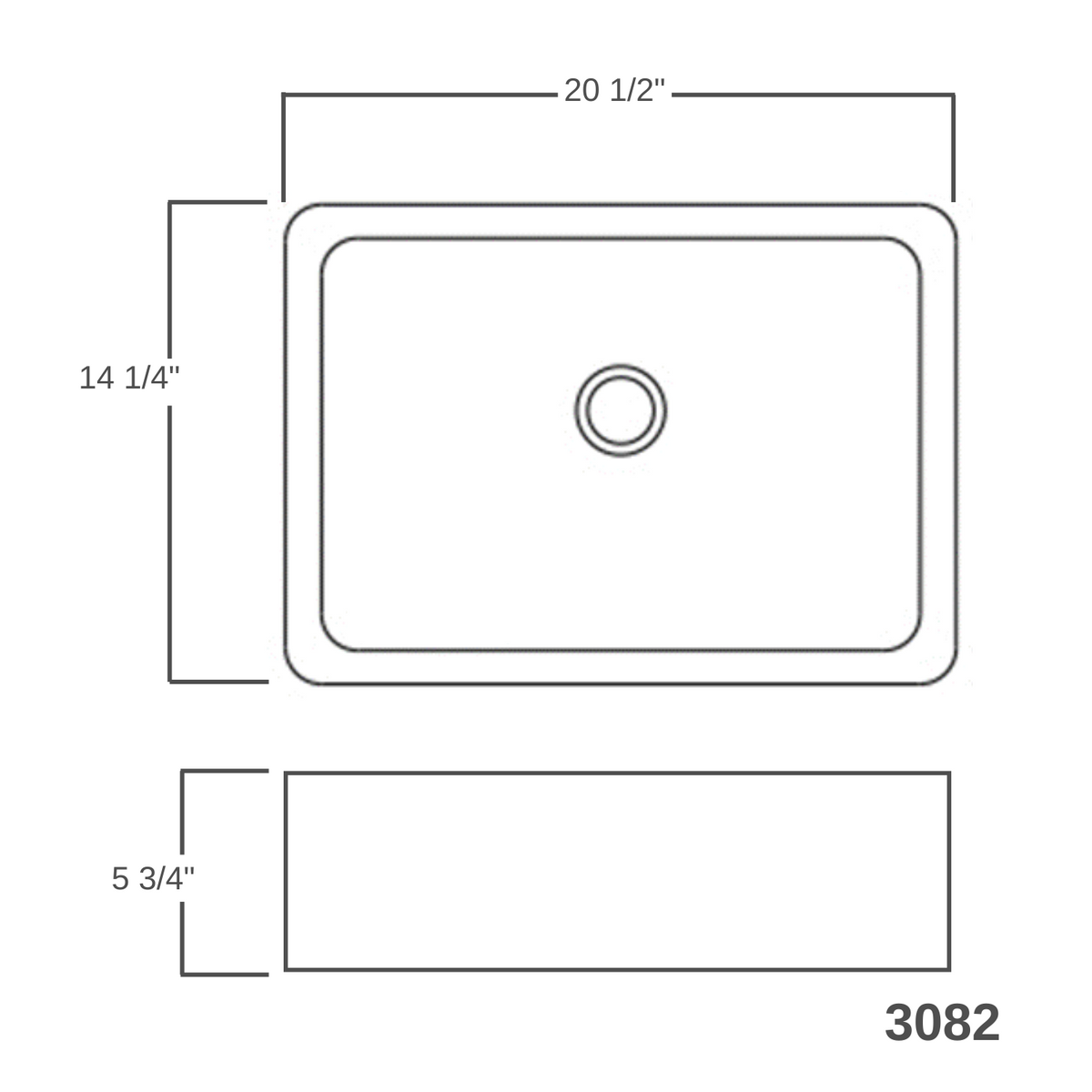 PL 3082 White Rectangle Square Bottom vessel Demensions.png