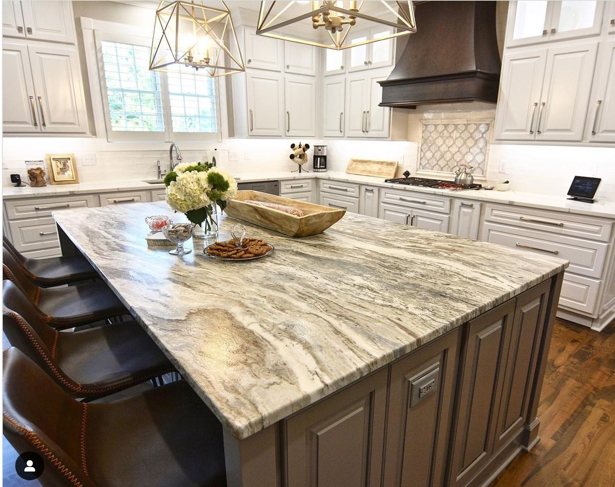 Fantasy Brown Kitchen Countertops White cabinets and brown cabinets  Dolomite Kitchen Room Scene Countertops Fantasy Brown