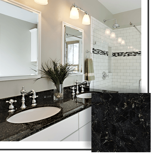 bathroom with granite counter tops