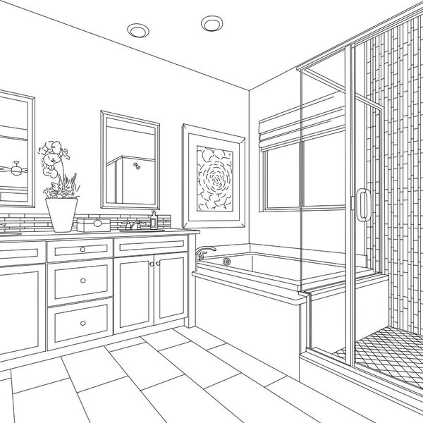 sketch of a bathroom remodel