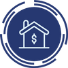 Icon of house with dollar sign inside