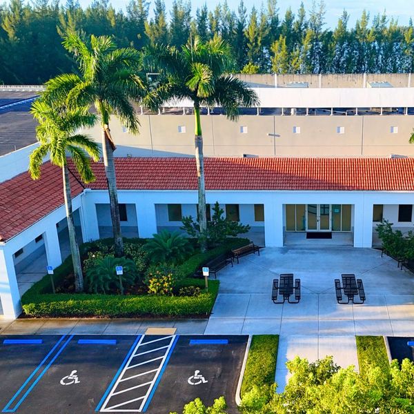 commercial building with greenery