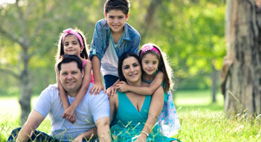 family in field