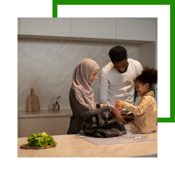 Family together at home