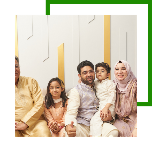 Family smiling at a formal event