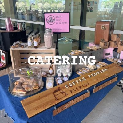 coffee cart with catering across it