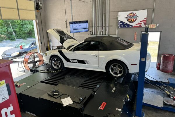 White car getting dyno testing White car getting dyno testing