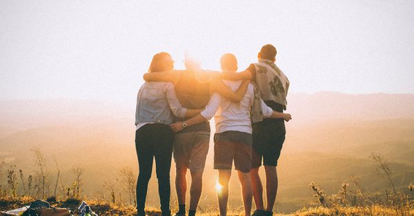 A bunch of friends happily together