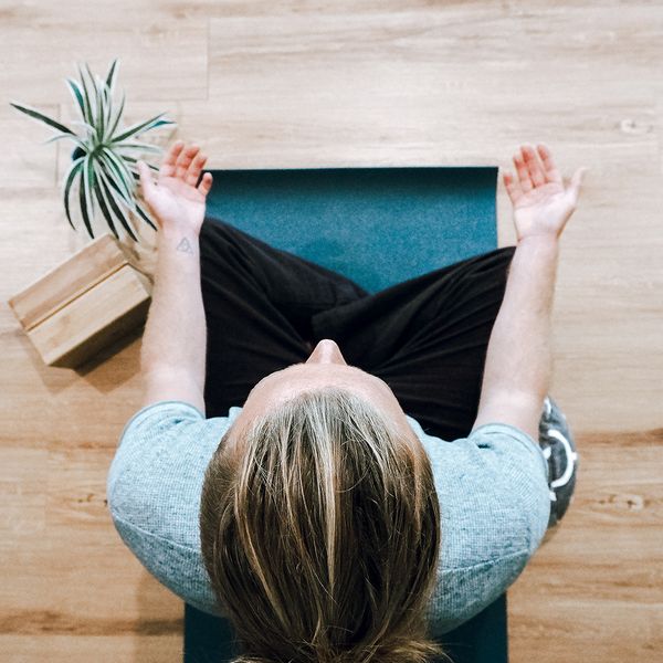 A woman meditating