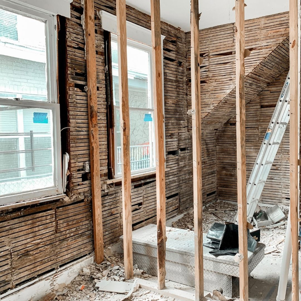 upstairs demo showing framing 