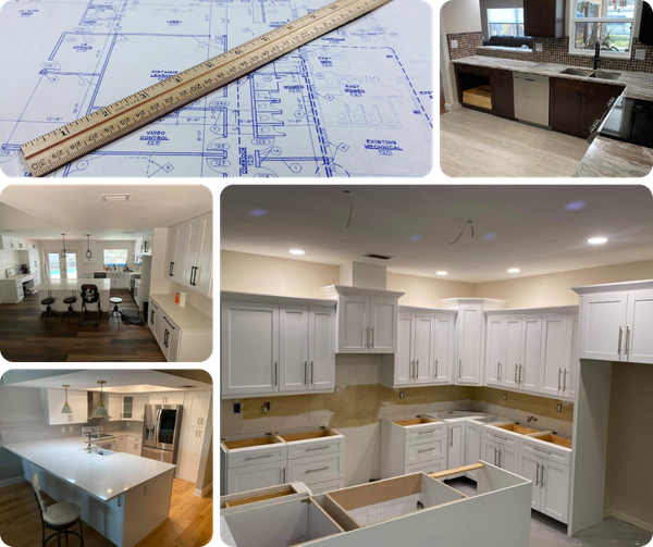 Collage kitchen remodels in various stages