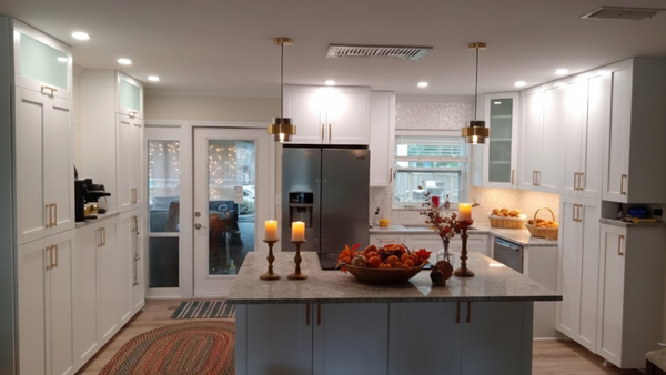 Full kitchen remodel services featuring thanksgiving decor Kitchen Remodel in Clearwater FL by Fat Finger Construction decorated for thanksgiving