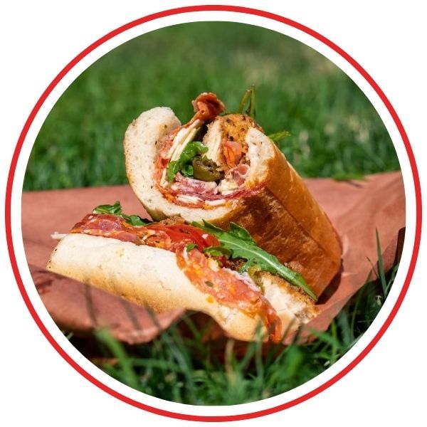 Sandwich in paper in grass