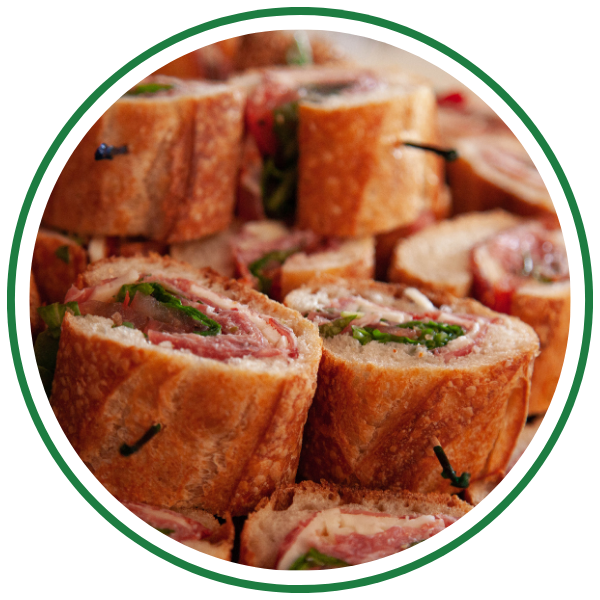 Small cuts of sandwiches on catering tray