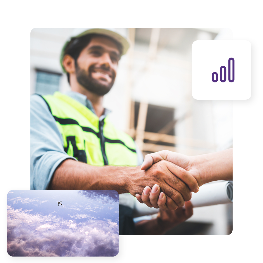 A contractor shaking hands with a client