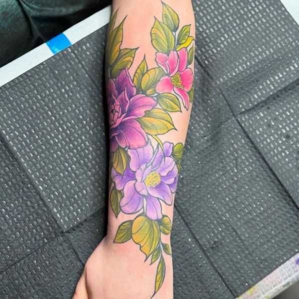 flower half sleeve tattoo
