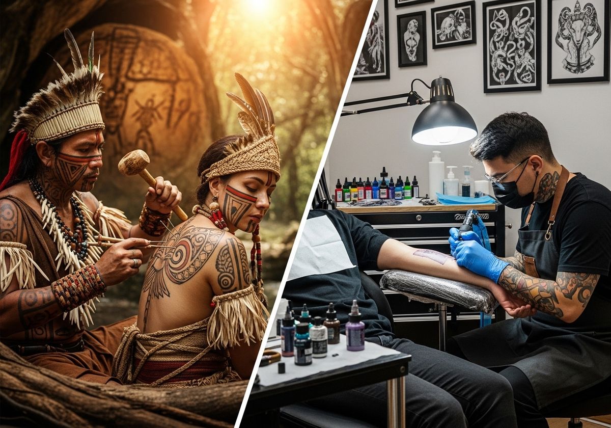 Two sides of tattooing: Traditional indigenous tattooing vs modern tattoo studio