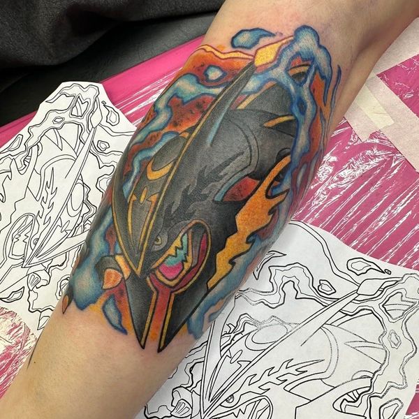 unique tattoo with stencil