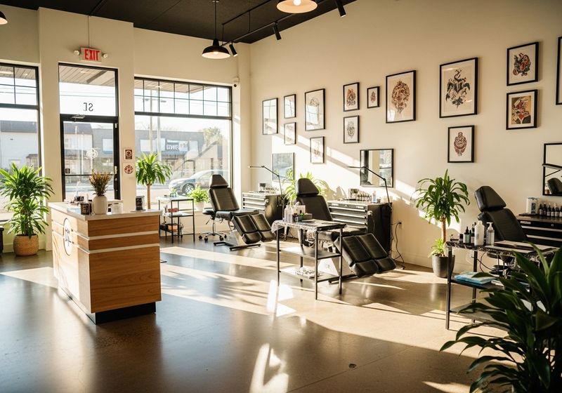 A welcoming, sunlit interior of a clean, modern tattoo shop 1768492230261/sample_0.jpg