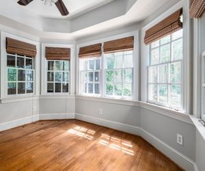 bay windows with Roman shades