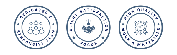 dedicated & responsive team, client satisfaction focus, high quality work & materials