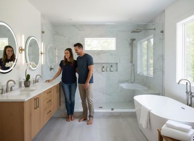 Modern Bathroom with Couple