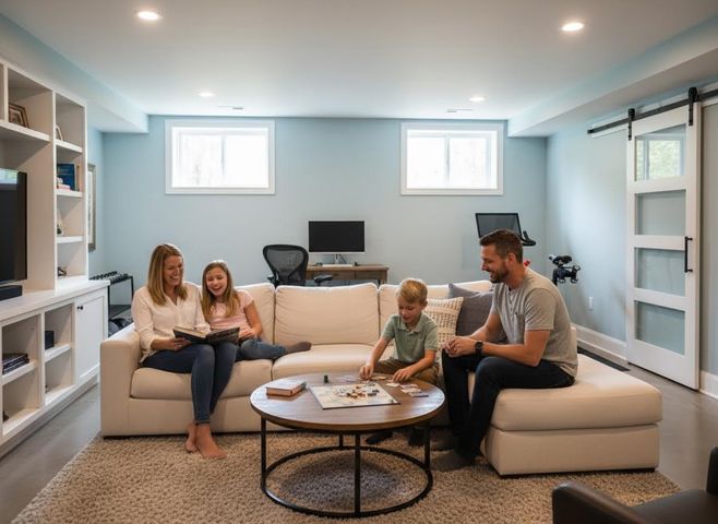 Family enjoying time together in a modern living room